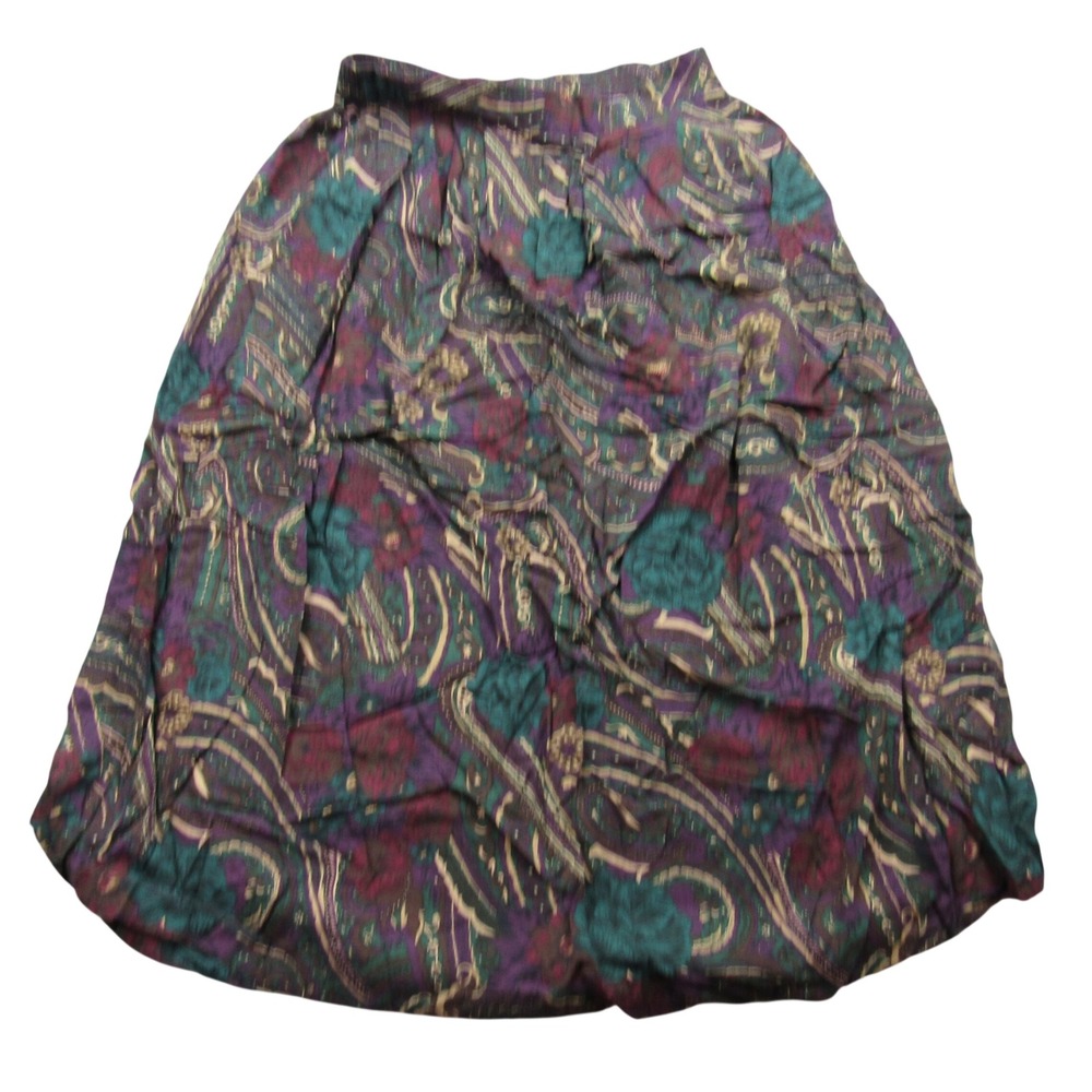Sag Harbor Women's Floral Print Midi Skirt Elastic‎ Waist Rayon Med